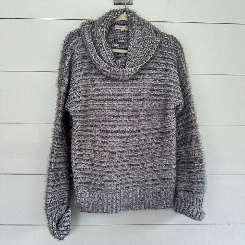Olive + Oak Women’s Large Grey Turtleneck Chunky Sweater Fall Winter Basic